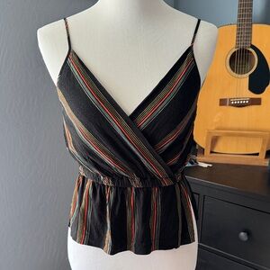 Free People Black Camisole with Colorful Stripes